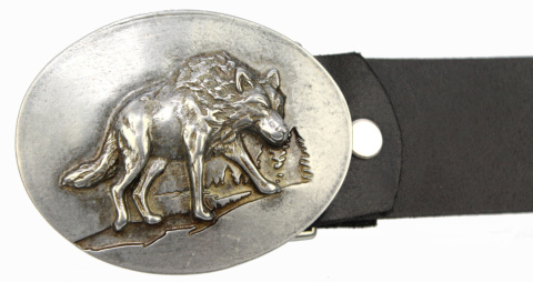 Pasek Skórzany COMPLEX (PL) Skóra Licowa 40 mm Klamra Pełna Na Bolczyk BLASZKA "WILK" CBOL40/27