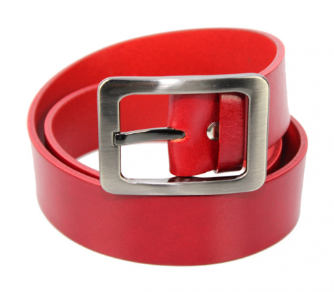 Pasek Skórzany Damski PAS-MAX (PL) Gładki 40 mm Skóra Licowa EXTRA Czerwony k61