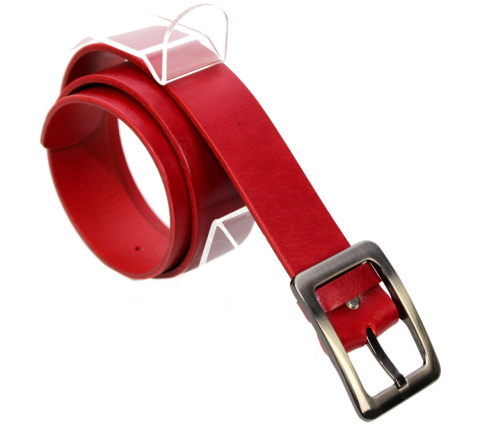 Pasek Skórzany Damski PAS-MAX (PL) Gładki 40 mm Skóra Licowa EXTRA Czerwony k61