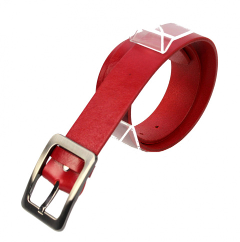 Pasek Skórzany Damski PAS-MAX (PL) Gładki 40 mm Skóra Licowa EXTRA Czerwony k61