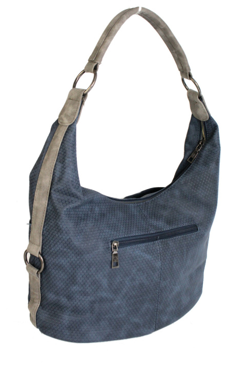 Torebka Skórzana Jennifer Jones Shopper Bag Skóra Włoska JJ3109 GRANATOWO-BRĄZOWY 40 x 34 x 18 [cm]