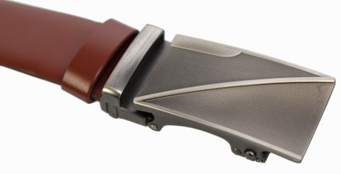 Wizytowy Pasek Skórzany 35 mm COMPLEX (PL) Pełna Klamra AUTOMAT/ZĄBEK Garnitur BRĄZOWY Zaokrąglony AZ35/KAZ59