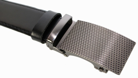 Wizytowy Pasek Skórzany 35 mm COMPLEX (PL) Pełna Klamra AUTOMAT/ZĄBEK Garnitur CZARNA NITKA Zaokrąglony AZ35/KAZ58