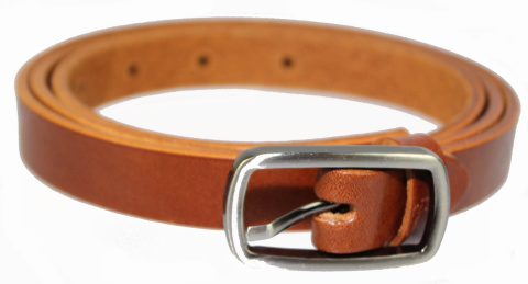 Pasek Damski Skórzany Gładki CezMar (PL) 20 mm Skóra Licowa KARMEL Połysk Wąski