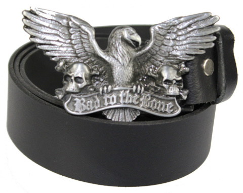 Pasek Skórzany COMPLEX (PL) Skóra Licowa 40 mm Klamra Pełna Na Bolczyk BLASZKA "BAD TO THE BONE" CBOL40/47