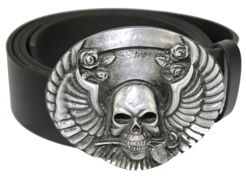 Pasek Skórzany COMPLEX (PL) Skóra Licowa 40 mm Klamra Pełna Na Bolczyk BLASZKA "CZASZKA" CBOL40/50