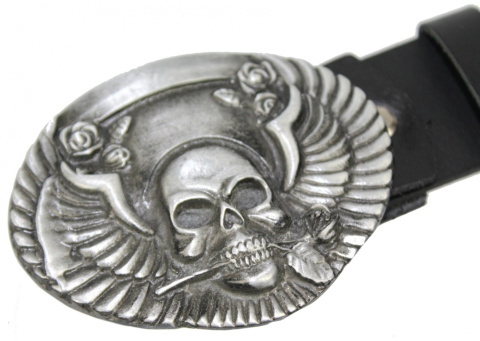 Pasek Skórzany COMPLEX (PL) Skóra Licowa 40 mm Klamra Pełna Na Bolczyk BLASZKA "CZASZKA" CBOL40/50