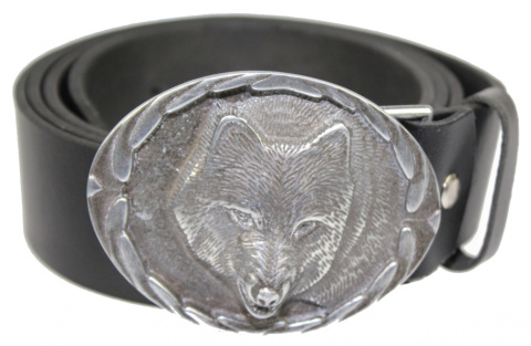Pasek Skórzany COMPLEX (PL) Skóra Licowa 40 mm Klamra Pełna Na Bolczyk BLASZKA "WILK'' CBOL40/49
