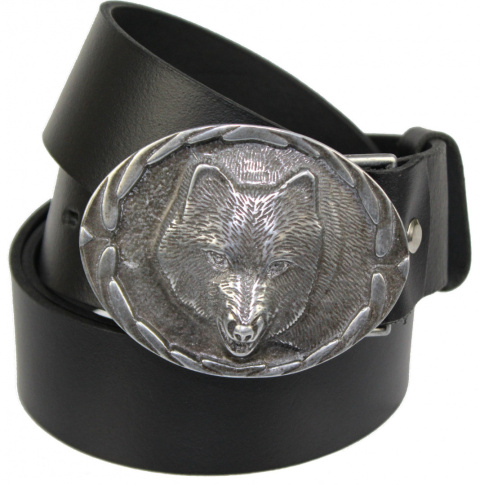 Pasek Skórzany COMPLEX (PL) Skóra Licowa 40 mm Klamra Pełna Na Bolczyk BLASZKA "WILK'' CBOL40/49