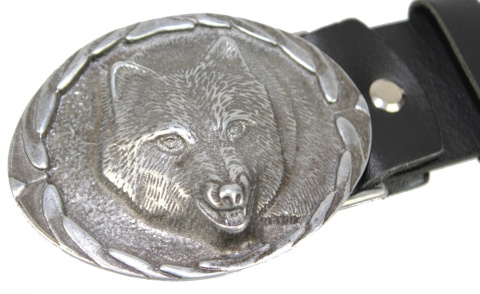 Pasek Skórzany COMPLEX (PL) Skóra Licowa 40 mm Klamra Pełna Na Bolczyk BLASZKA "WILK'' CBOL40/49