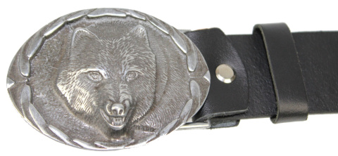 Pasek Skórzany COMPLEX (PL) Skóra Licowa 40 mm Klamra Pełna Na Bolczyk BLASZKA "WILK'' CBOL40/49