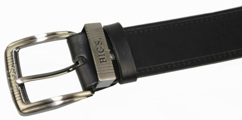 Pasek Skórzany COMPLEX (PL) Tłoczony Napis "BIG'S" Z METALOWĄ KOŃCÓWKĄ Skóra Licowa EXTRA 40 mm CZARNY